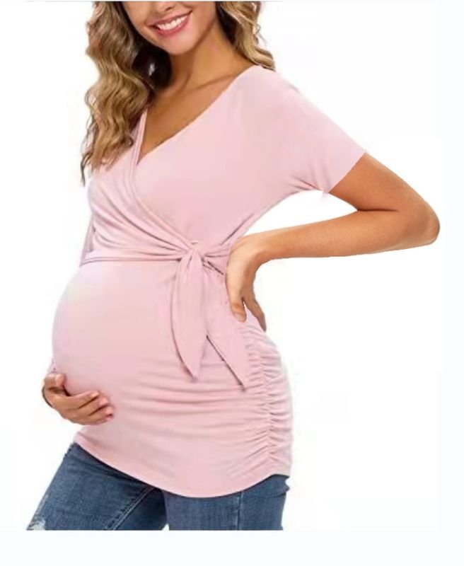 Pregnant Women Fashion Casual V-Neck Cross Breastfeeding Top